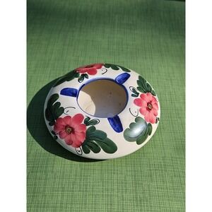 Vintage Martinez Majolica Bubble Ashtray Spain Floral 5.5" Spanish Pottery